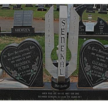 SENEKAL Frederick Petrus 1930-1988 &amp; Elizabeth Sophia 1935-1988