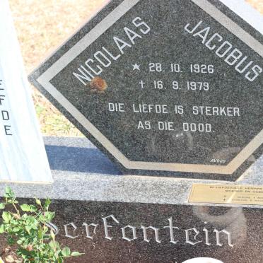SERFONTEIN Nicolaas Jacobus 1926-1979 &amp; Mina 1932-2009