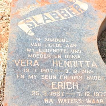 SLABBER Erich 1937-1979 &amp; Vera Henritta 1907-1985