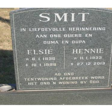 SMIT Hennie 1933-2013 &amp; Elsie 1936-1998