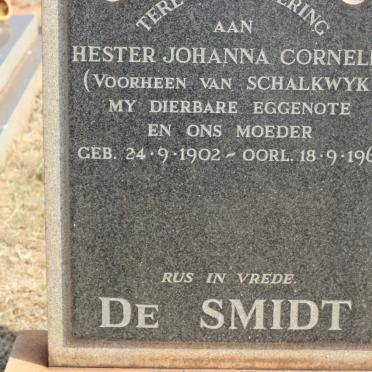 SMIDT Hester Johanna Cornelia, de voorheen VAN SCHALKWYK 1902-1961