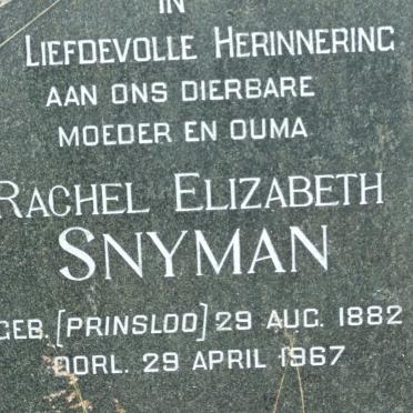 SNYMAN Rachel Elizabeth nee PRINSLOO 1882-1967