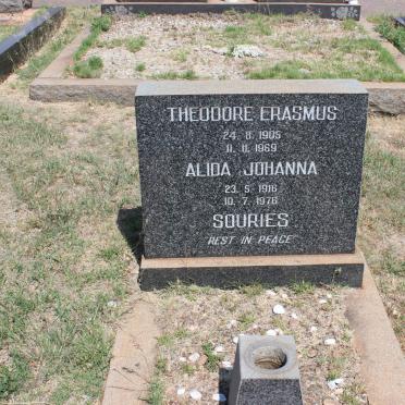 SOURIES Theodore Erasmus 1905-1969 &amp; Alida Johanna 1916-1976