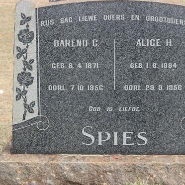 SPIES Barend C. 1871-1956 &amp; Alice H. 1884-1956