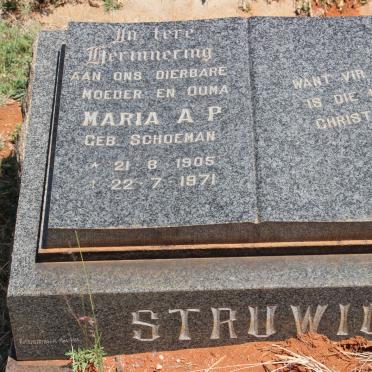 STRUWIG Maria A.P. nee SCHOEMAN 1905-1971