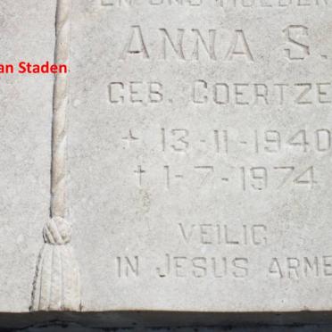 STADEN Anna S., van nee COERTZE 1940-1974