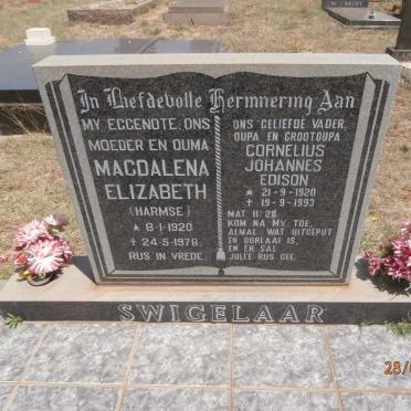 SWIGELAAR Cornelis Johannes Edison 1920-1993 &amp; Magdalena Elizabeth HARMSE 1920-1978