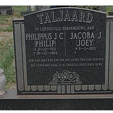 TALJAARD Philippus J.C. 1921-1984 &amp; Jacoba J. 1923-