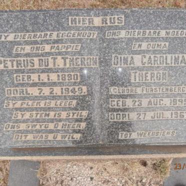 THERON Petrus du T. 1890-1949 &amp; Dina Carolina FURSTENBERG 1899-1967