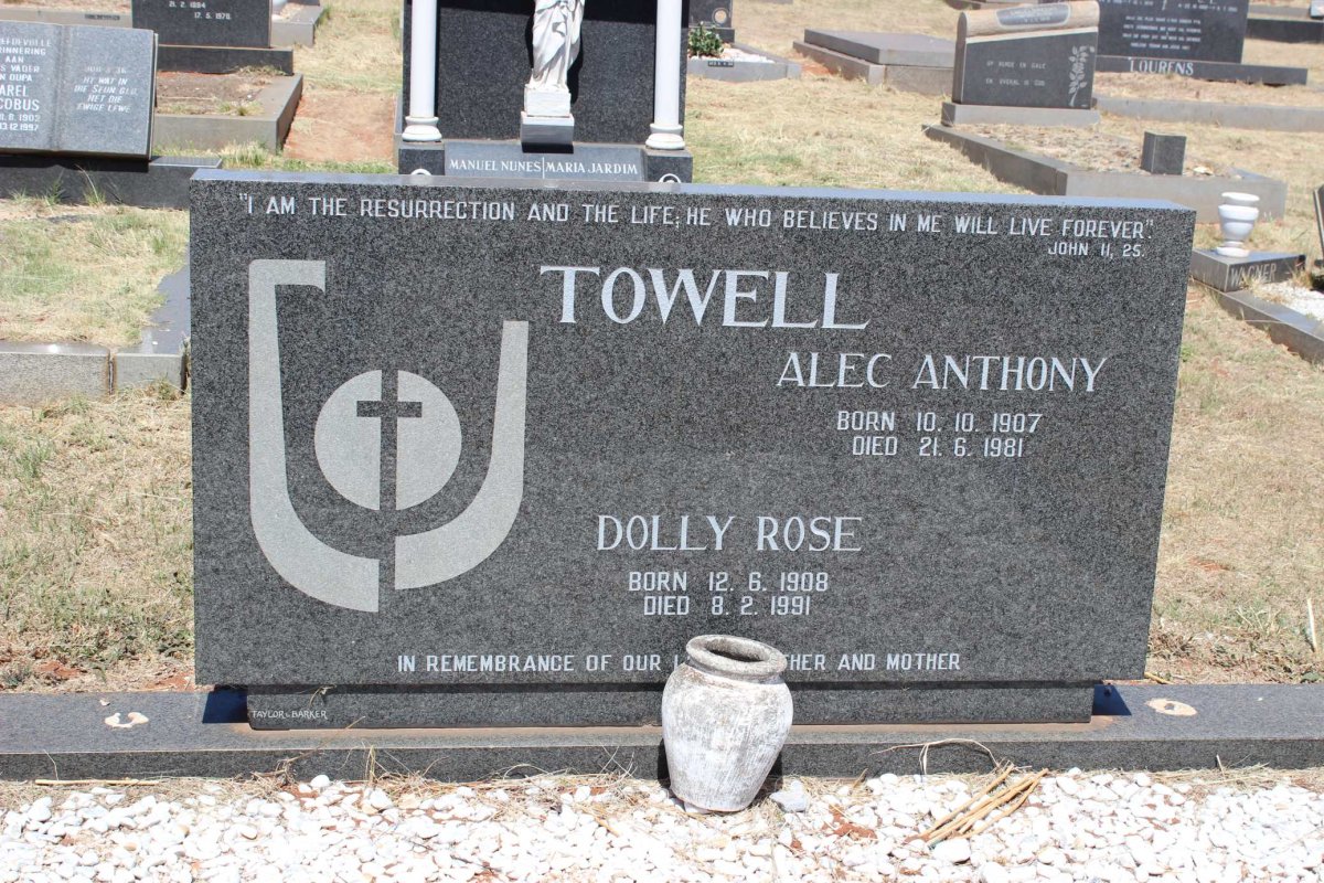 TOWELL Alec Anthony 1907-1981 &amp; Dolly Rose 1908-1991