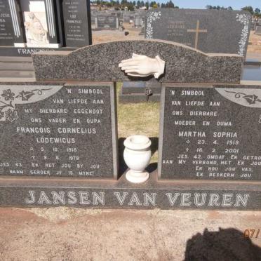 VEUREN Francois Cornelius Lodewicus, Jansen van 1916-1979 &amp; Martha Sophia 1919-2001
