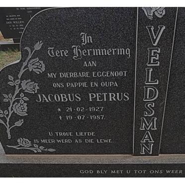 VELDSMAN Jacobus Petrus 1927-1987