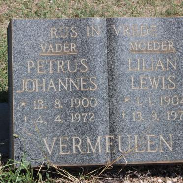 VERMEULEN Petrus Johannes 1900-1972 &amp; Lilian LEWIS 1904-1972