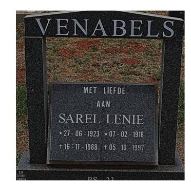 VENABELS Sarel 1923-1988 &amp; Lenie 1918-1997