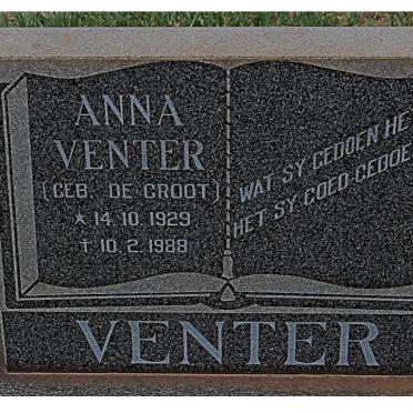 VENTER Anna nee DE GROOT 1929-1988