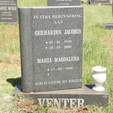 VENTER Gerhardus Jacobus 1945-2000 &amp; Maria Magdalena 1946-