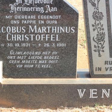 VENTER Jacobus Marthinus Christoffel 1921-1981 &amp; Tina 1923-2009