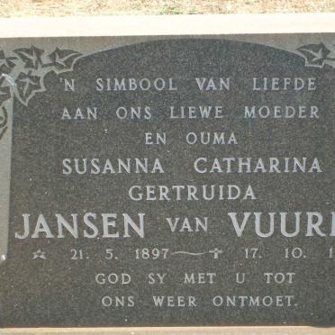VUUREN Susanna Catharina Gertruida, Jansen van 1897-1981