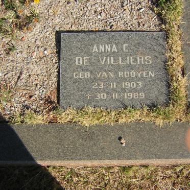 VILLIERS Anna C., de nee VAN ROOYEN 1903-1989