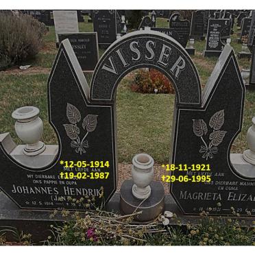 VISSER Johannes Hendrik 1914-1987 &amp; Magrieta Elizabeth 1921-1995