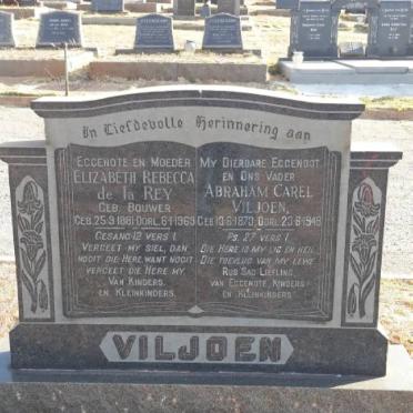 VILJOEN Abraham Carel 1873-1949 &amp; Elizabeth Rebecca de la Rey nee BOUWER 1881-1969