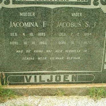 VILJOEN Jacobus S.J. 1884-1970 &amp; Jacomina F. 1883-1965