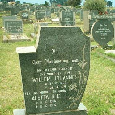 VILJOEN Willem Johannes 1905-1971 &amp; Aletta G.C. 1906-1995