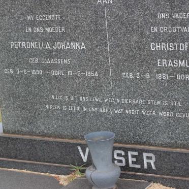 VISSER Christoffel Erasmus 1881-1961 &amp; Petronella Johanna CLAASSENS 1890-1954