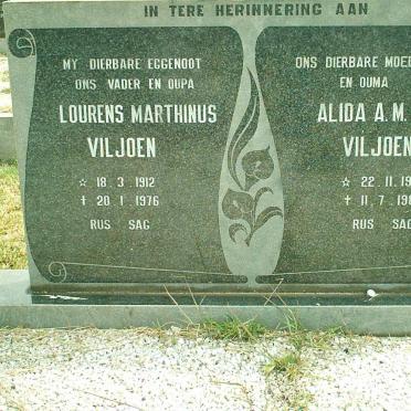 VILJOEN Lourens Marthinus 1912-1976 &amp; A.M.S. 1914-1986