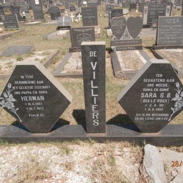 VILLIERS Herman, de 1907-1975 &amp; Sara S.B. LE ROUX 1911-2003