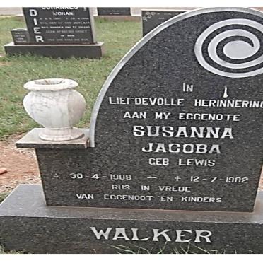 WALKER Susanna Jacoba nee LEWIS 1908-1982