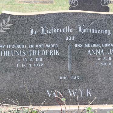 WYK Theunis Frederik, van 1911-1972 &amp; Anna Jacoba 1915-1986