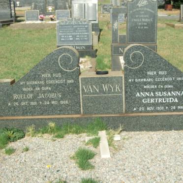 WYK Roelof Jacobus, van 1901-1966 &amp; Anna Susanna Gertruida 1908-2007