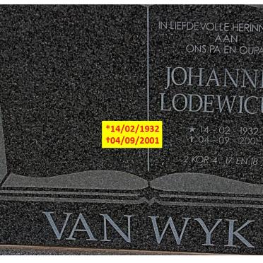 WYK Johannes Lodewicus, van 1932-2001