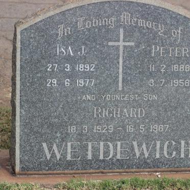 WETDEWICH Peter 1888-1958 &amp; Isa J. 1892-1977 :: WETDEWICH Richard 1929-1967