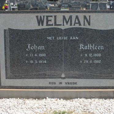 WELMAN Johan 1900-1974 &amp; Kathleen 1900-1982