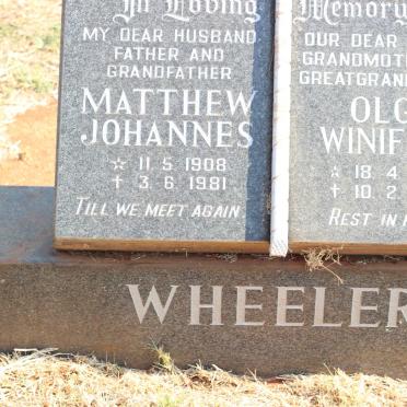 WHEELER Matthew Johannes 1908-1981 &amp; Olga Winifred 1911-2006