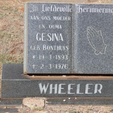 WHEELER Gesina nee BONTHUYS 1893-1976