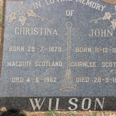 WILSON John 1880-1966 &amp; Christina 1879-1962