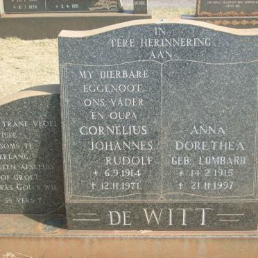 WITT Cornelius Johannes Rudolf, de 1914-1971 &amp; Anna Dorethea LOMBARD 1915-1997