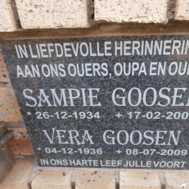 GOOSEN Sampie 1934-2006 &amp; Vera 1936-2009