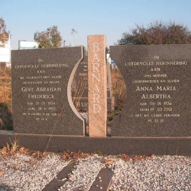 BARNARD Gert Abraham Frederick 1934-1993 &amp; Anna Maria Albertha 1936-2001