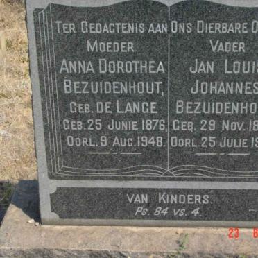 BEZUIDENHOUT Jan Louis Johannes 1869-1948 &amp; Anna Dorothea DE LANGE 1876-1948