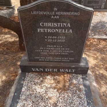 WALT Christina Petronella, van der 1935-2010