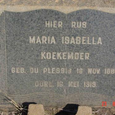 KOEKEMOER Maria Isabella nee DU PLESSIS 1884-1919
