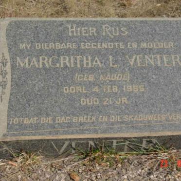 VENTER Margritha L. nee NAUDE -1955