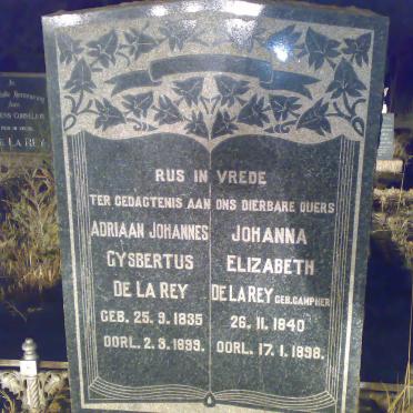 REY Adriaan Johannes Gysbertus, de la 1835-1899 &amp; Johanna Elizabeth CAMPHER 1840-1898