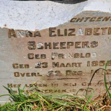 SCHEEPERS Anna Elizabeth nee PRINSLOO 1856-1912