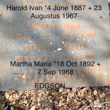 EDGSON Harold Ivan 1887-1967 &amp; Martha Maria 1892-1968