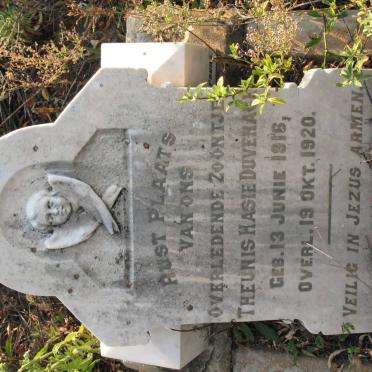 DUVENAGE Theunis Hasie 1916-1920